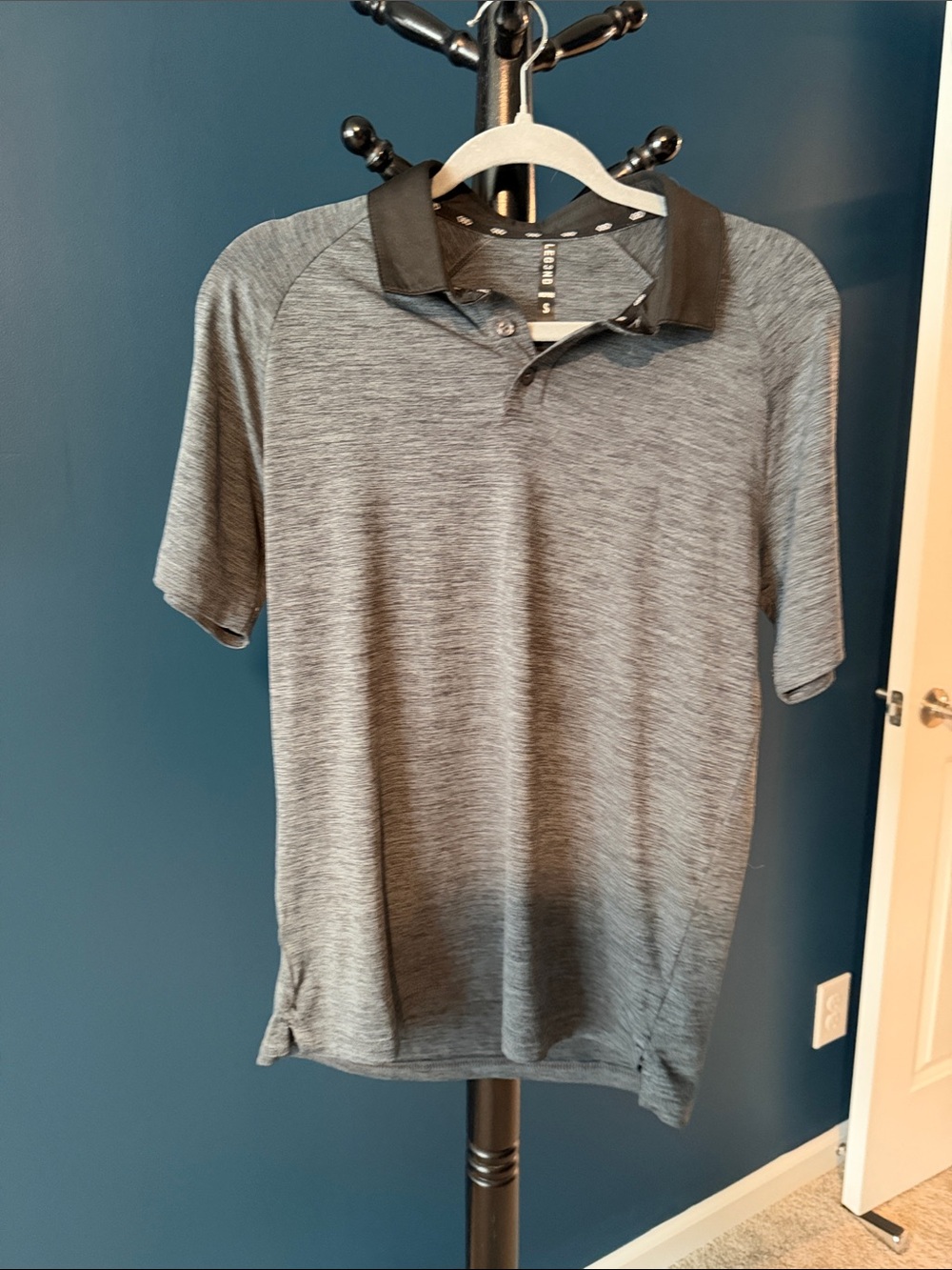 Men's Heather Gray Polo with Black Collar